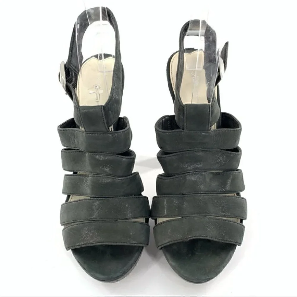 Via Spiga Womens platforms size 8 gray suede strappy cage chunky